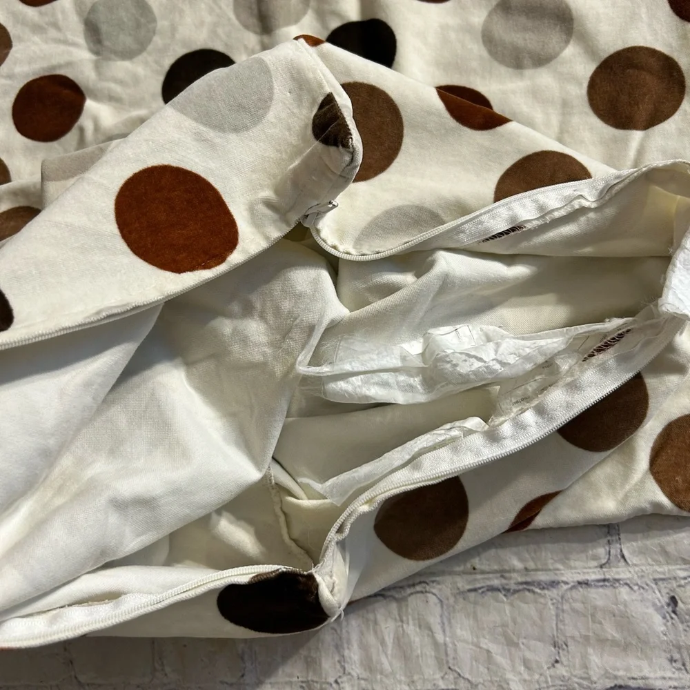 IKEA ACCENTS (2) 26”x26” BROWN AND BEIGE POLKA DOTS PILLOW COVERS NEUTRAL TONE